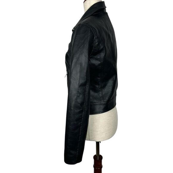Blank NYC Jacket Women Small Black Vegan Leather Moto Cropped Biker Rock Edgy - Picture 2 of 12